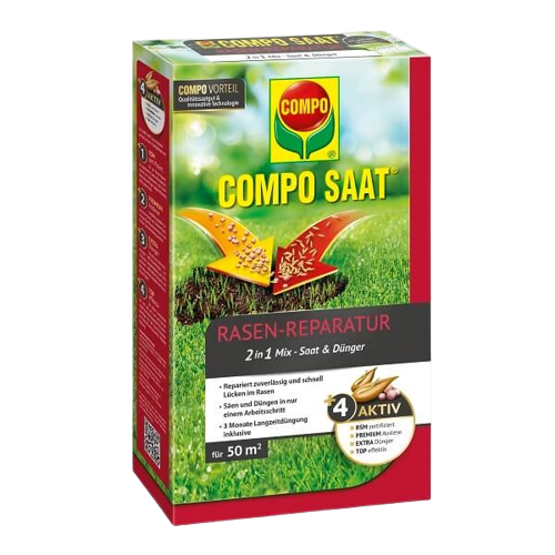 Compo Суміш для відновлення газону тверде добриво+насіння 1,2кг 2657 фото