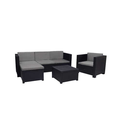 Садові меблі SP Berner Manhattan (3-місний диван, крісло, пуф, журнальний столик), графіт _stock 55426_stock фото
