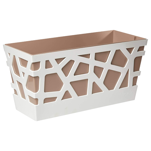 Вазон Idel Flowerbox 40 см, коричневий/білий 730027 фото