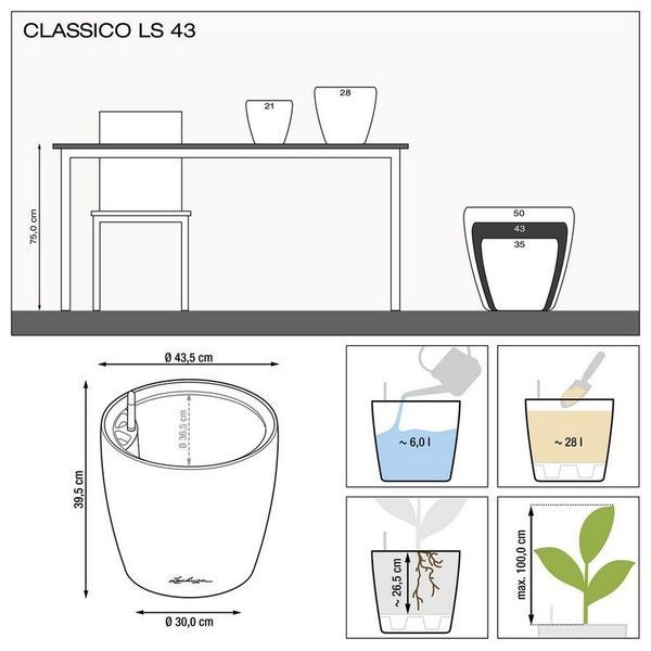 Вазон Lechuza CLASSICO Color LS 43 білий 14290 фото