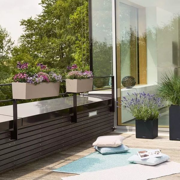 Розумний вазон з автополивом Lechuza BALCONERA Stone 100 кварцовий білий 15435 фото