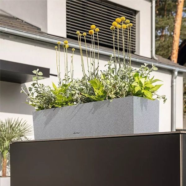 Розумний вазон з автополивом Lechuza BALCONERA Stone 100 графітовий чорний 15436 фото