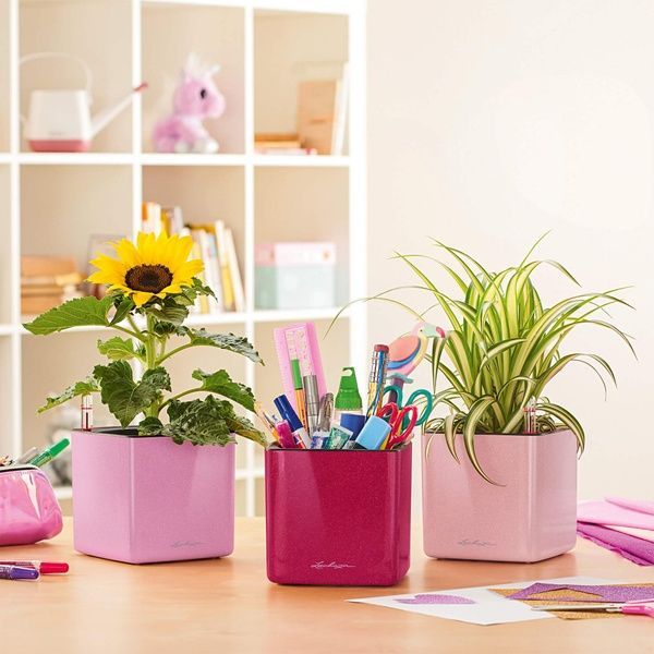 Вазон Lechuza CUBE Glossy 14 вишневий блискучий 13514 фото