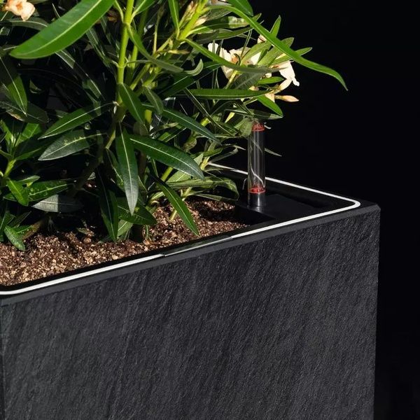 Розумний вазон з автополивом Lechuza CANTO Slatestone 40 low LED, світло-сірий 15952 фото