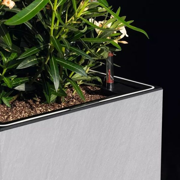 Розумний вазон з автополивом Lechuza CANTO Slatestone 40 low LED, світло-сірий 15952 фото