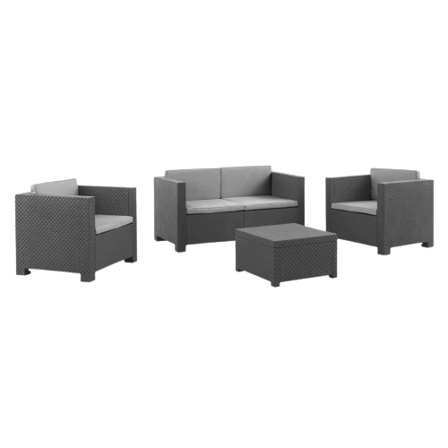 Садові меблі SP Berner Diva Comfort (2-місний диван, 2 крісла, кавовий стіл), графіт 55440 фото