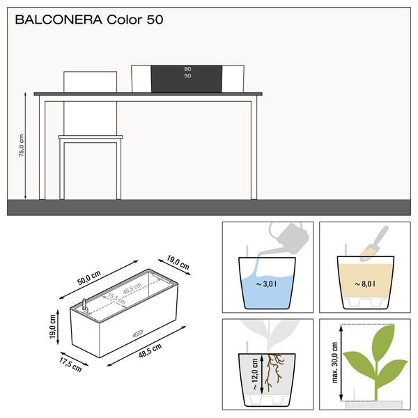 Набір Розумний вазон з автополивом Lechuza BALCONERA Color 50 білий 2 шт 15670*2 фото