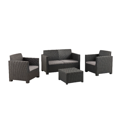 Садові меблі SP Berner Evo (2-місний диван, 2 крісла, кавовий стіл), графіт 55404 фото